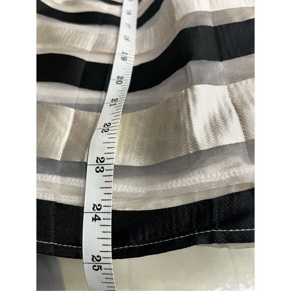 Moon Womens Lined Organza Circle Midi Skirt White Black Striped Sz S - Picture 14 of 15